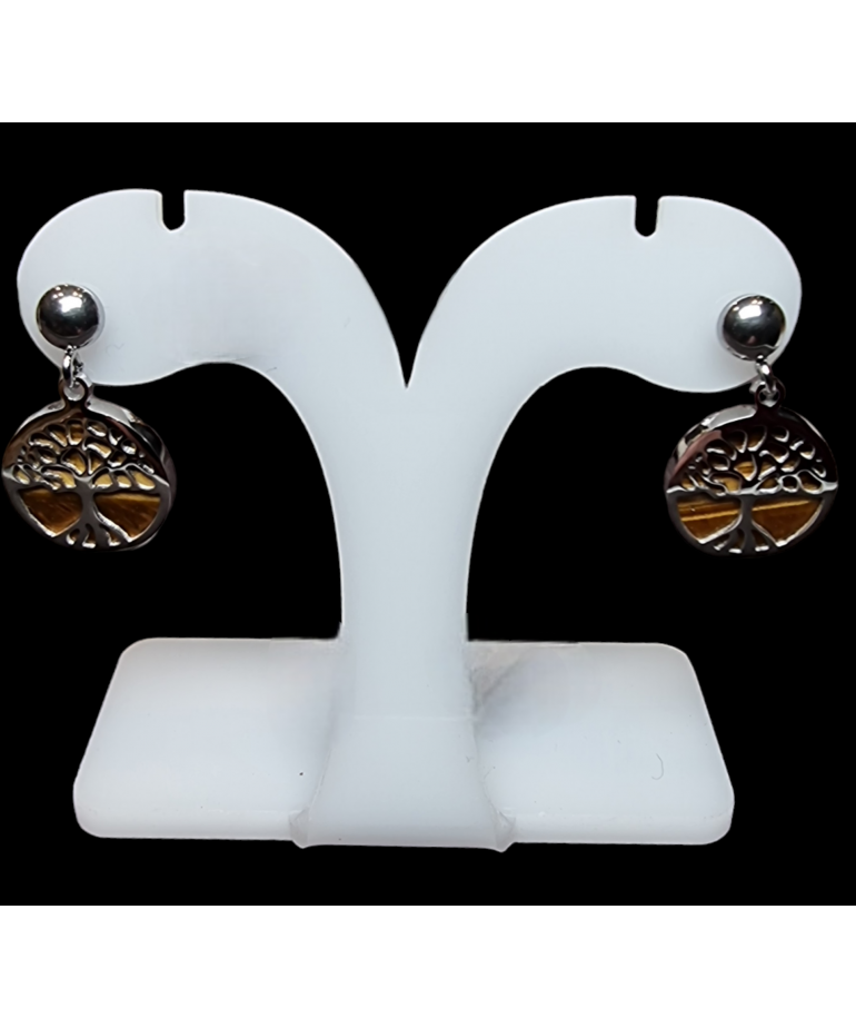 Boucles Œil de tigre Arbre de vie Acier inox