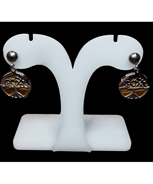 Boucles Œil de tigre Arbre de vie Acier inox
