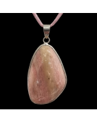 Pendentif Rhodonite Acier inox sur cordon