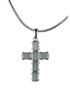 Pendentif Topaze bleue Croix et chaîne argent 925