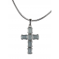 Pendentif Topaze bleue Croix et chaîne argent 925