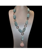 Collier Amazonite & Quartz rose Argent 925