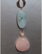 Collier Amazonite & Quartz rose Argent 925