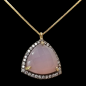 Pendentif Quartz rose & Zirconium sur chaîne plaquée or