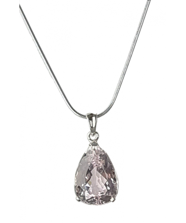 Pendentif Kunzite et chaîne argent 925