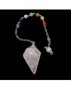 Pendule Quartz rose 7 Chakras