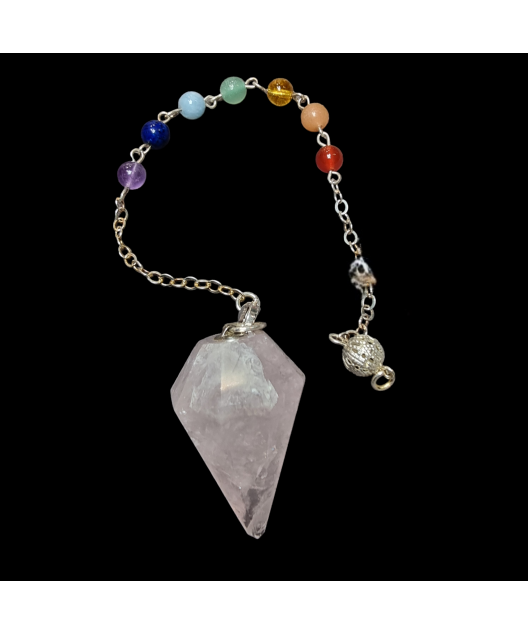 Pendule Quartz rose 7 Chakras