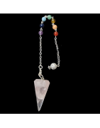 Pendule Quartz rose 7 Chakras