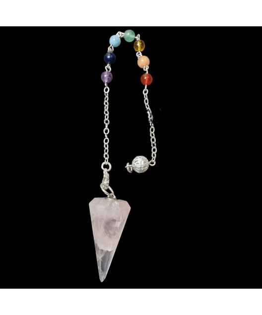 Pendule Quartz rose 7 Chakras