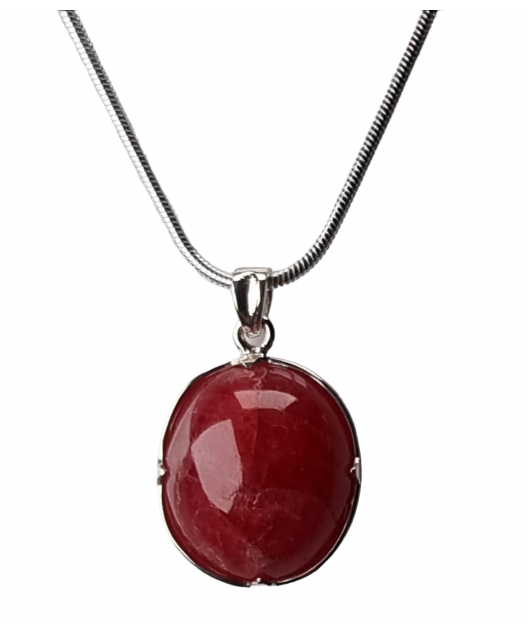 Pendentif Rhodochrosite et chaîne argent 925