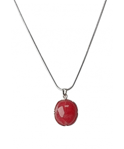 Pendentif Rhodochrosite et chaîne argent 925