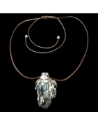 Pendentif Tourmaline noire brute Argent 925 sur cordon réglable