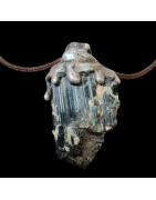 Pendentif Tourmaline noire brute Argent 925 sur cordon réglable