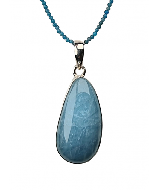 Pendentif Aigue marine sur chaîne Argent 925