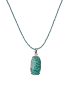 Pendentif Amazonite et chaîne perles Apatite facettées argent 925