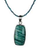 Pendentif Amazonite et chaîne perles Apatite facettées argent 925
