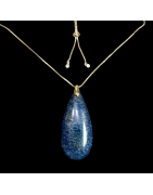 Pendentif Lapis-lazuli sur chaîne plaquée or réglable