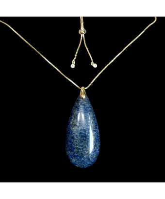 Pendentif Lapis-lazuli sur chaîne plaquée or réglable