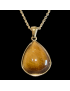 Pendentif Œil de tigre sur chaîne dorée