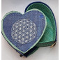 Boîte de rangement & rechargement Fleur de vie cœur bleu GM pour pierres et bracelets