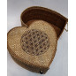 Boîte de rangement & rechargement Fleur de vie cœur beige GM pour pierres et bracelets
