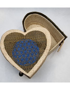 Boîte de rangement & rechargement Fleur de vie cœur marron GM pour pierres et bracelets