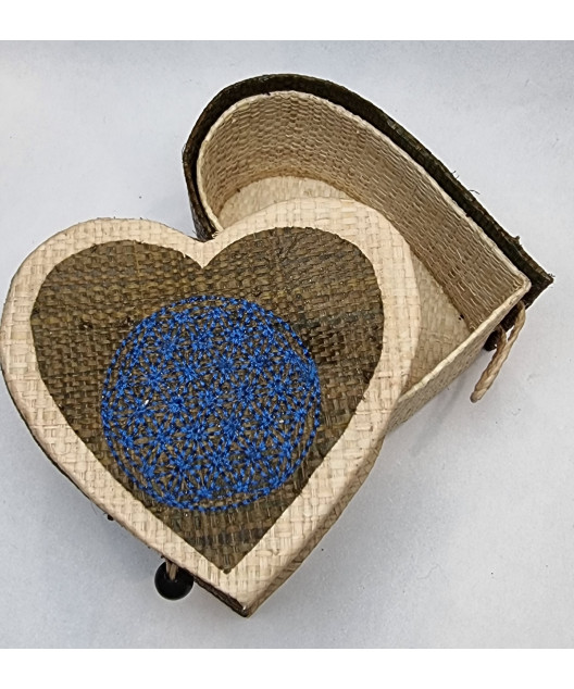 Boîte de rangement & rechargement Fleur de vie cœur marron GM pour pierres et bracelets
