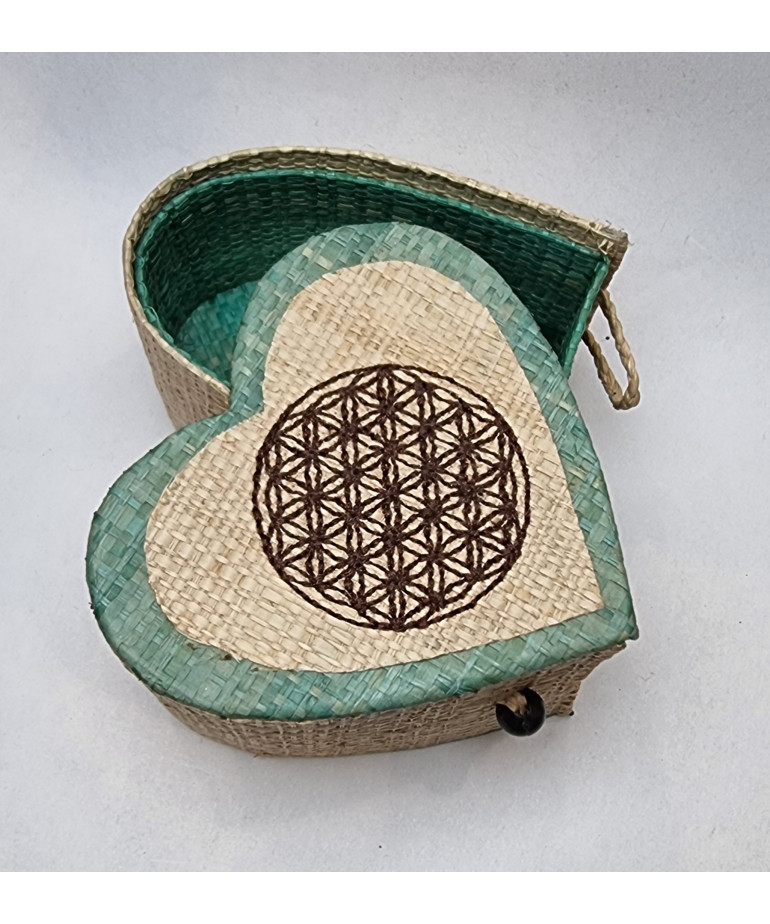 Boîte de rangement & rechargement Fleur de vie cœur beige pm pour pierres et bracelets