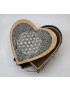 Boîte de rangement & rechargement Fleur de vie cœur grise pm pour pierres et bracelets