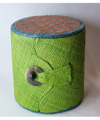 Boîte de rangement & rechargement Fleur de vie deux niveaux ronde verte pm pour pierres et bracelets