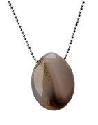Pendentif Agate du Botswana et chaîne acier inox