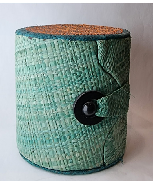 Boîte de rangement & rechargement Fleur de vie deux niveaux ronde azur pm pour pierres et bracelets