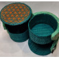 Boîte de rangement & rechargement Fleur de vie deux niveaux ronde azur pm pour pierres et bracelets