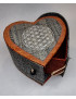 Boîte de rangement & rechargement Fleur de vie cœur grise pm pour pierres et bracelets