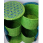 Boîte de rangement & rechargement Fleur de vie trois niveaux ronde azur pm pour pierres et bracelets