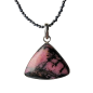 Pendentif Rhodonite avec chaîne Hématite perles facettées argent 925