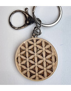 Porte-clés Ambre et Bois Fleur de Vie