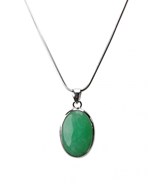 Pendentif Chrysoprase et chaîne argent 925