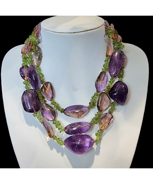 Collier Améthyste Amétrine & Péridot