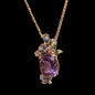 Pendentif Améthyste & émail sur chaîne plaquée or rosé