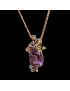 Pendentif Améthyste & émail sur chaîne plaquée or rosé