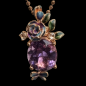 Pendentif Améthyste & émail sur chaîne plaquée or rosé