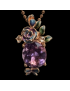 Pendentif Améthyste & émail sur chaîne plaquée or rosé