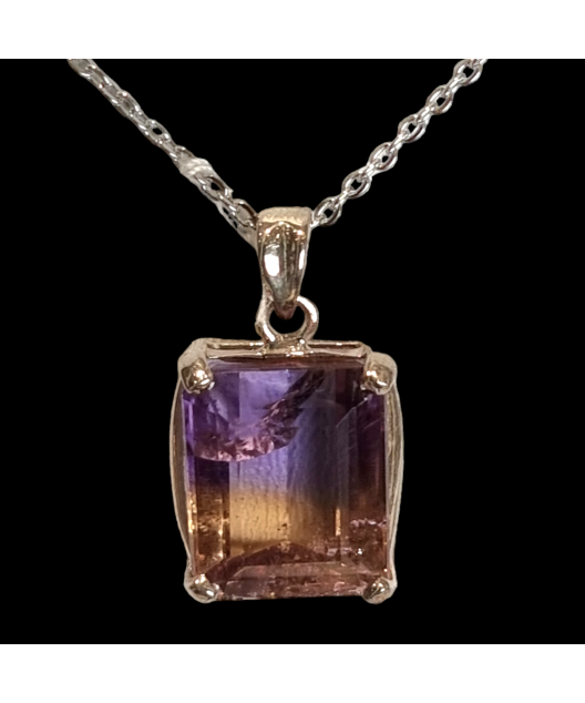 Pendentif Amétrine sur chaîne Argent 925