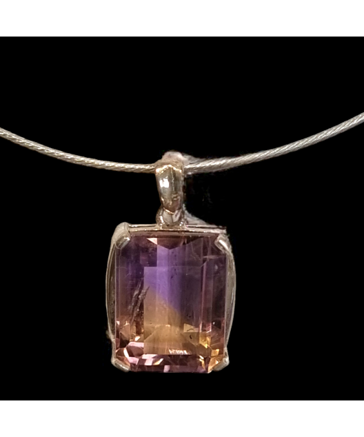 Pendentif Amétrine sur cable Argent 925