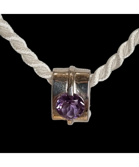 Pendentif Améthyste Argent 925 sur cordon