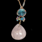Pendentif Quartz rose & Zirconium Argent 925 avec chaîne dorée