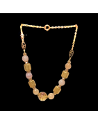 Collier Quartz rose avec inserts dorés