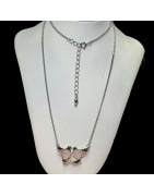 Pendentif Quartz rose Oiseau Argent 925