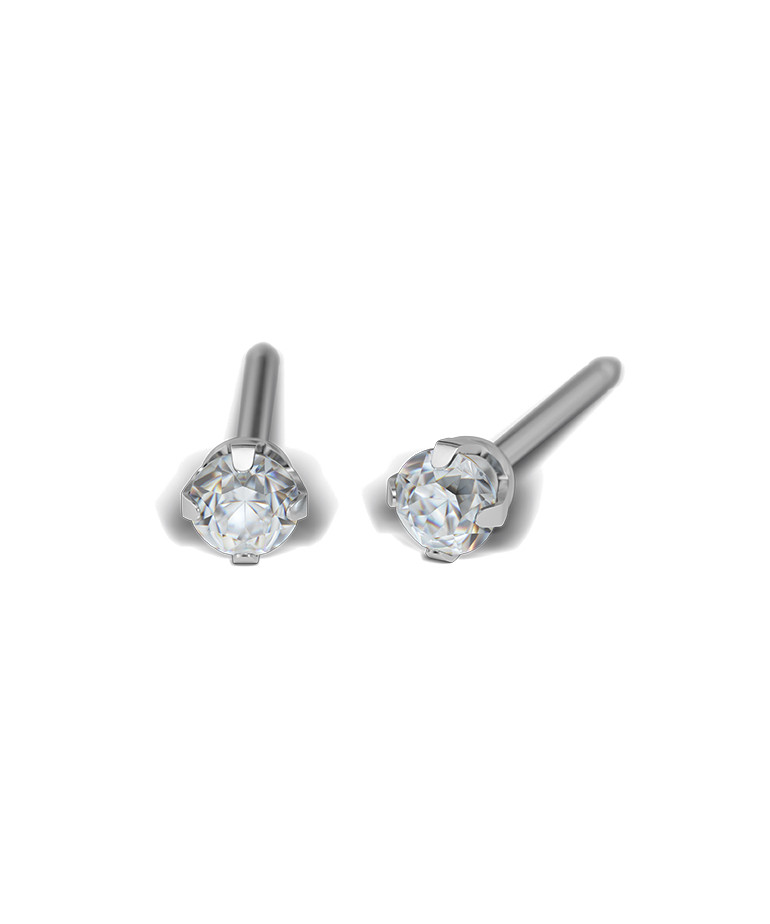 Kit de perçage oreilles + boucles d'oreilles acier chirurgical Zircon griffé 3mm